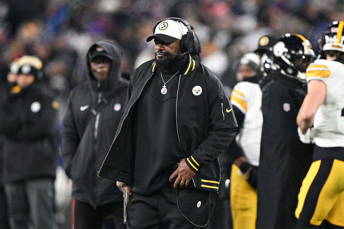 ; Pittsburgh Steelers coach Mike Tomlin looks on in the third quarter against the Baltimore Ravens in the AFC wild card game at M&T Bank Stadium.