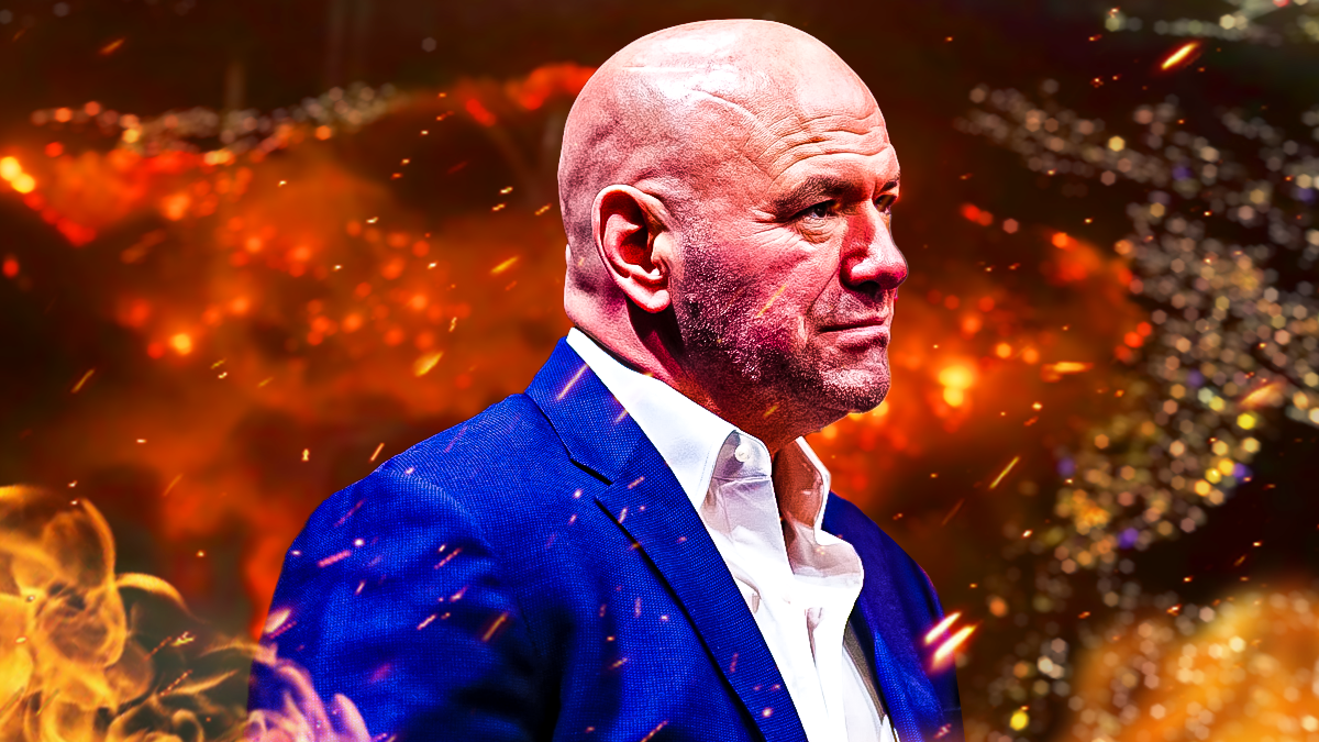 Dana White with concerned face, intuit dome LA with willdfire