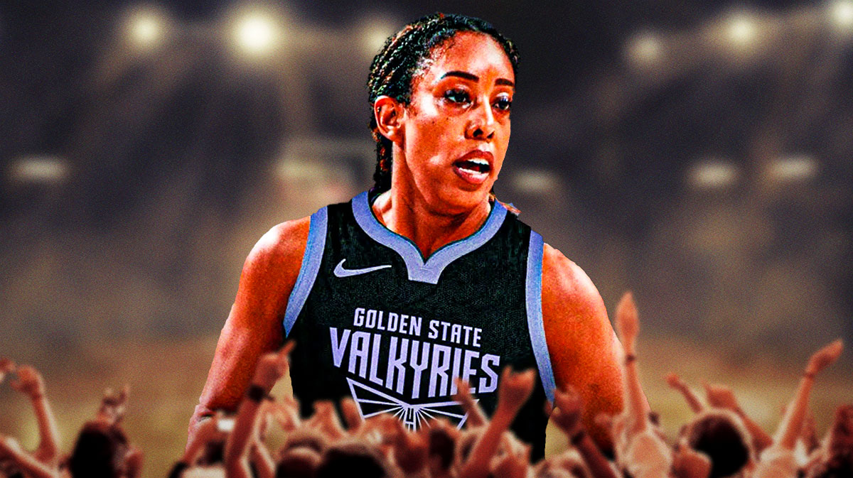 Former WNBA Atlanta Dream player Monique Billings, with a jersey swap so she is in a WNBA Golden State Valkyries jersey