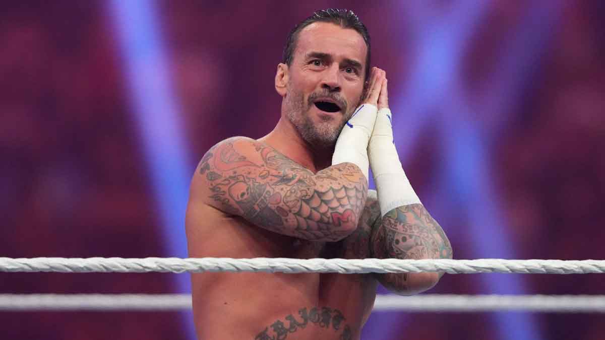 CM Punk reacts during the Men s Royal Rumble match at Tropicana Field.