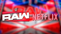 WWE Monday Night RAW logo and stage with Netflix logo.