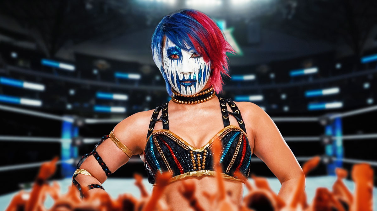 WWE star Asuka in wrestling ring.