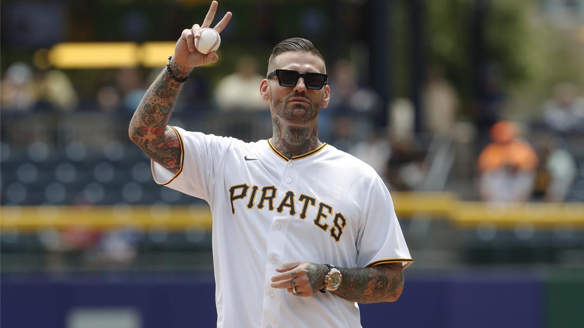 WWE's Corey Graves while throwing out the first pitch in a Pirates game on August 10, 2023.