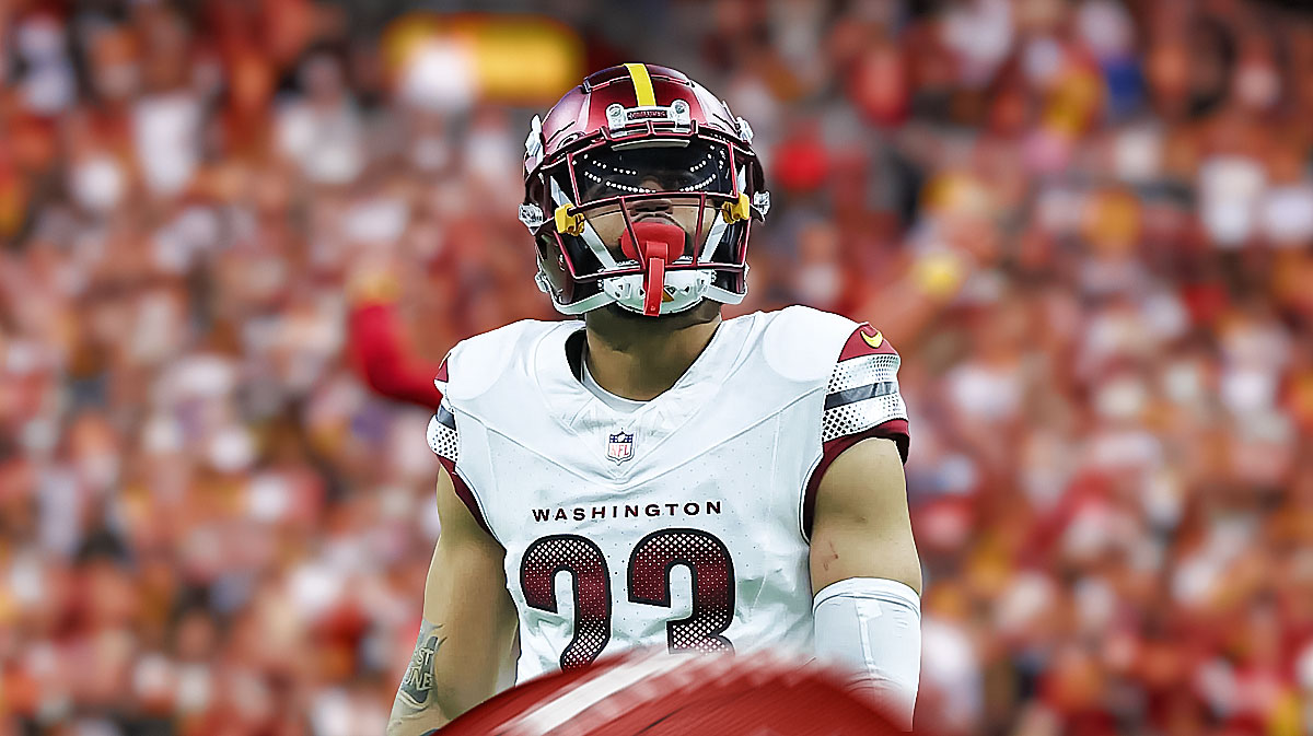 Commanders, Marshon Lattimore, Marshon Lattimore injury, Buccaneers, Commanders Buccaneers, Marshon Lattimore in Commanders uni with Commanders stadium in the background
