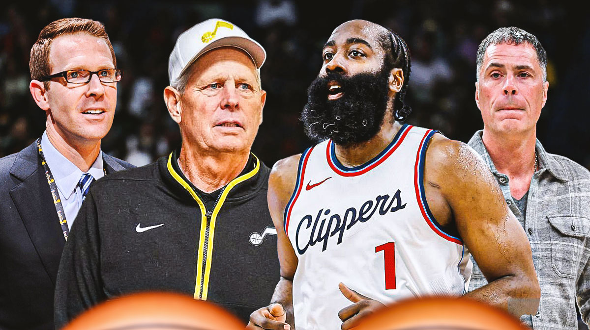 Sam Presti, Danny Ainge (older version as an executive), James Harden, Rob Pelinka all together.