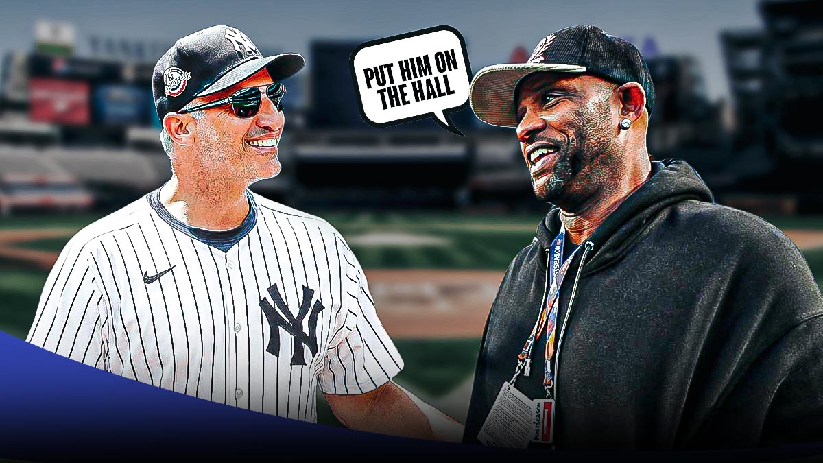 CC Sabathia standing next to Andy Pettitte saying "Put him on the Hall"