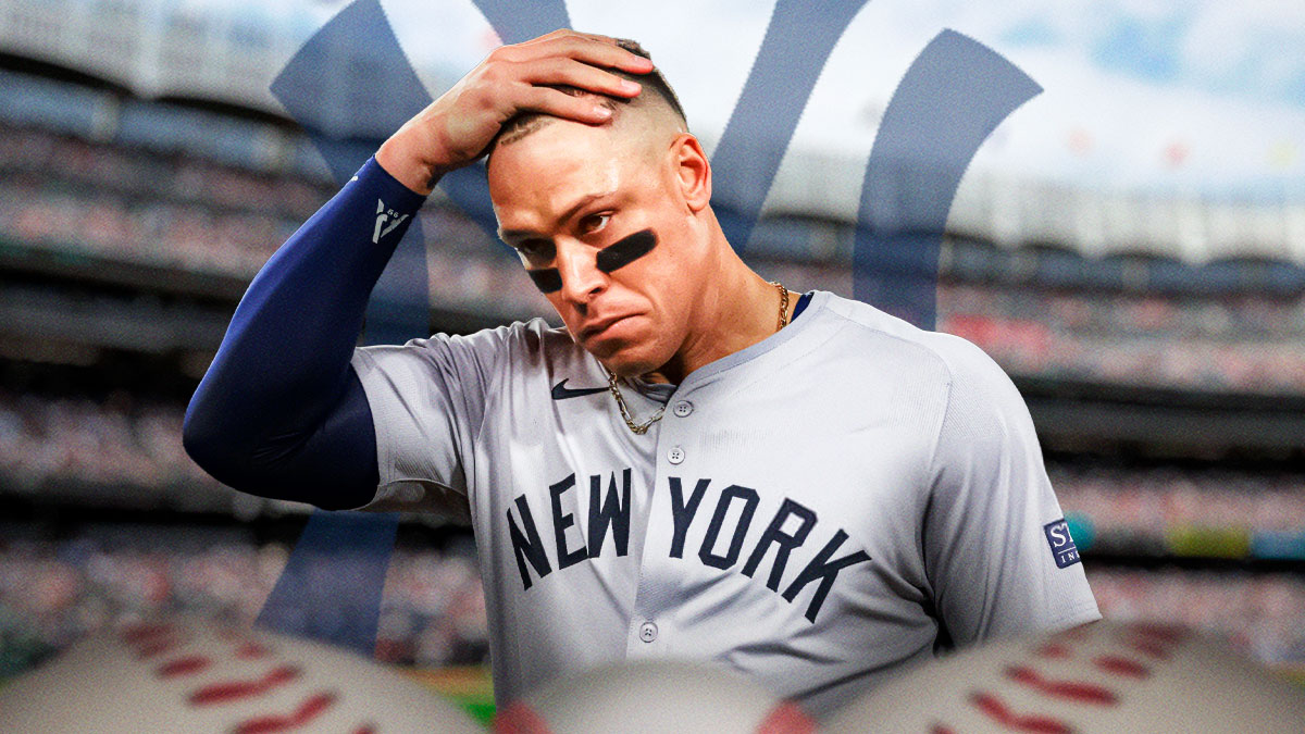 Yankees Aaron Judge looking upset/serious.