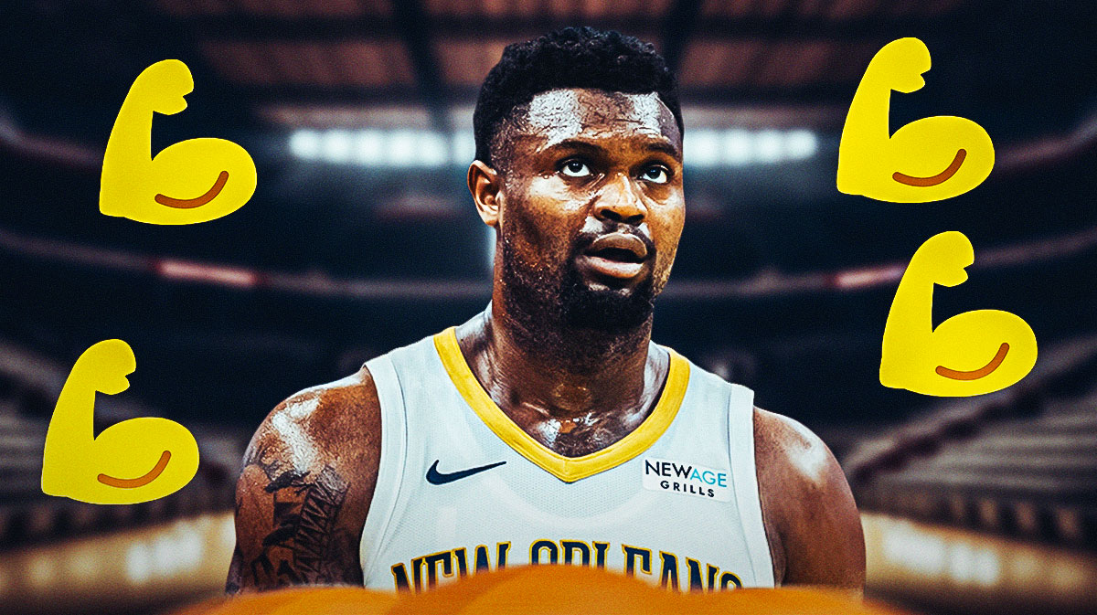 Pelicans PF Zion Williamson surrounded by flexing muscle emojis
