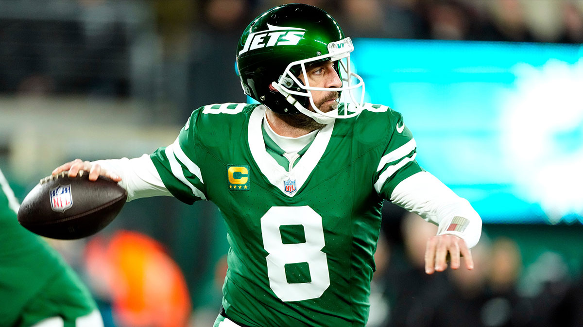 纽约喷气机四分卫亚伦·罗杰斯（Aaron Rodgers）（8）可能在2025年1月5日星期日在卢瑟福（East Rutherford）参加了他的最后一场比赛。