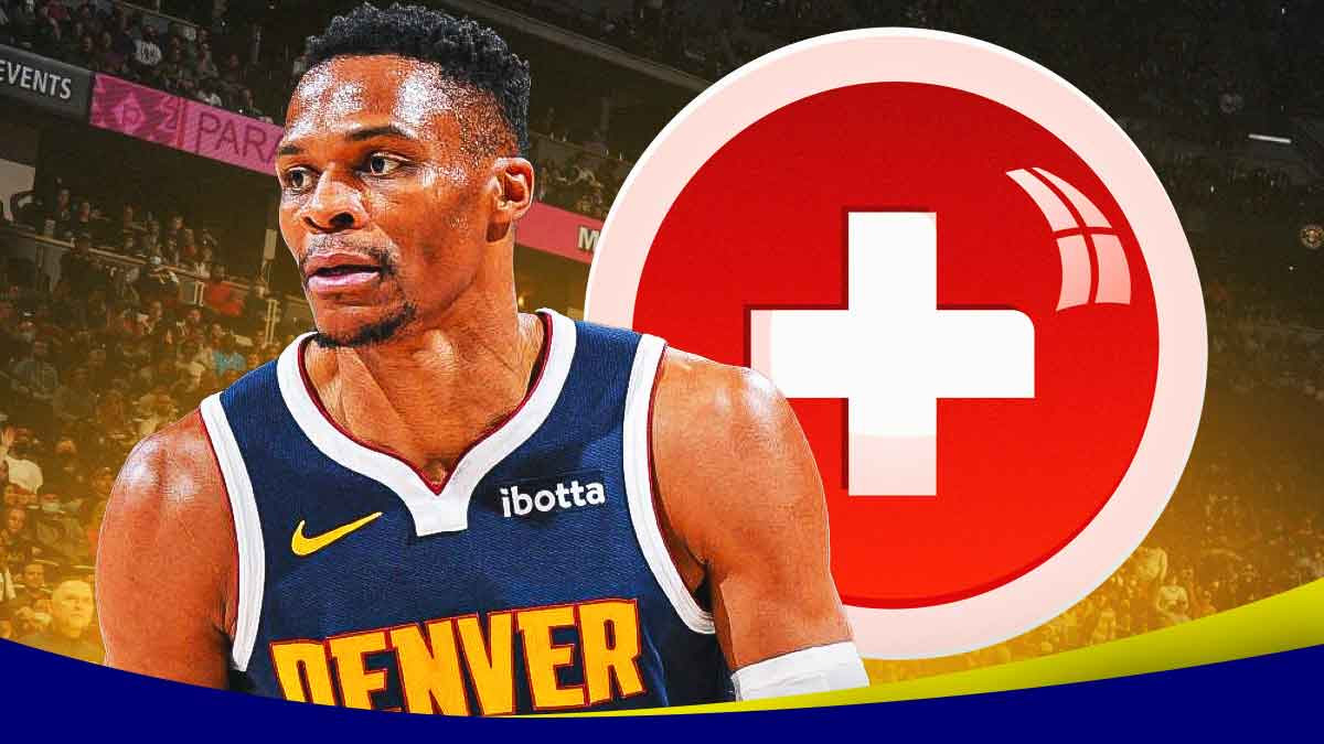 Nuggets' Russell Westbrook next to cross injury logo