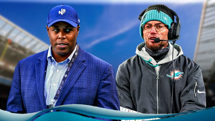 Dolphins Chris Grier and Dolphins Mike McDaniel in 2025 NFL offseason