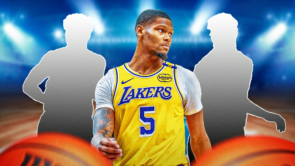 Cam Reddish and silhouettes of Markieff Morris and Seth Curry.