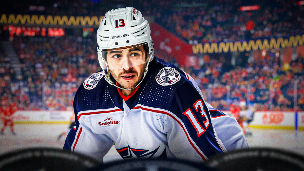 Johnny Gaudreau in front of TD Garden