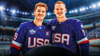Matthew Tkachuk with Team USA. Brady Tkachuk with Team USa