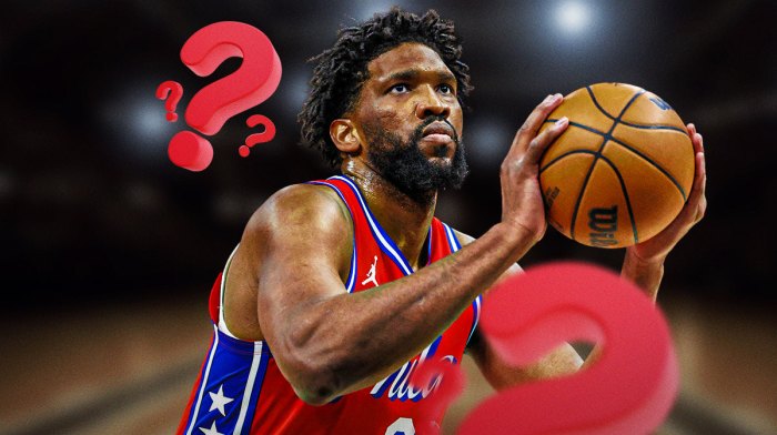 76ers' Joel Embiid surrounded by question marks