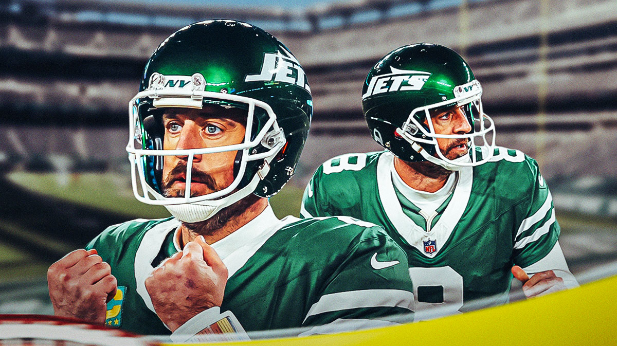 Aaron Rodgers in a Jets jersey.