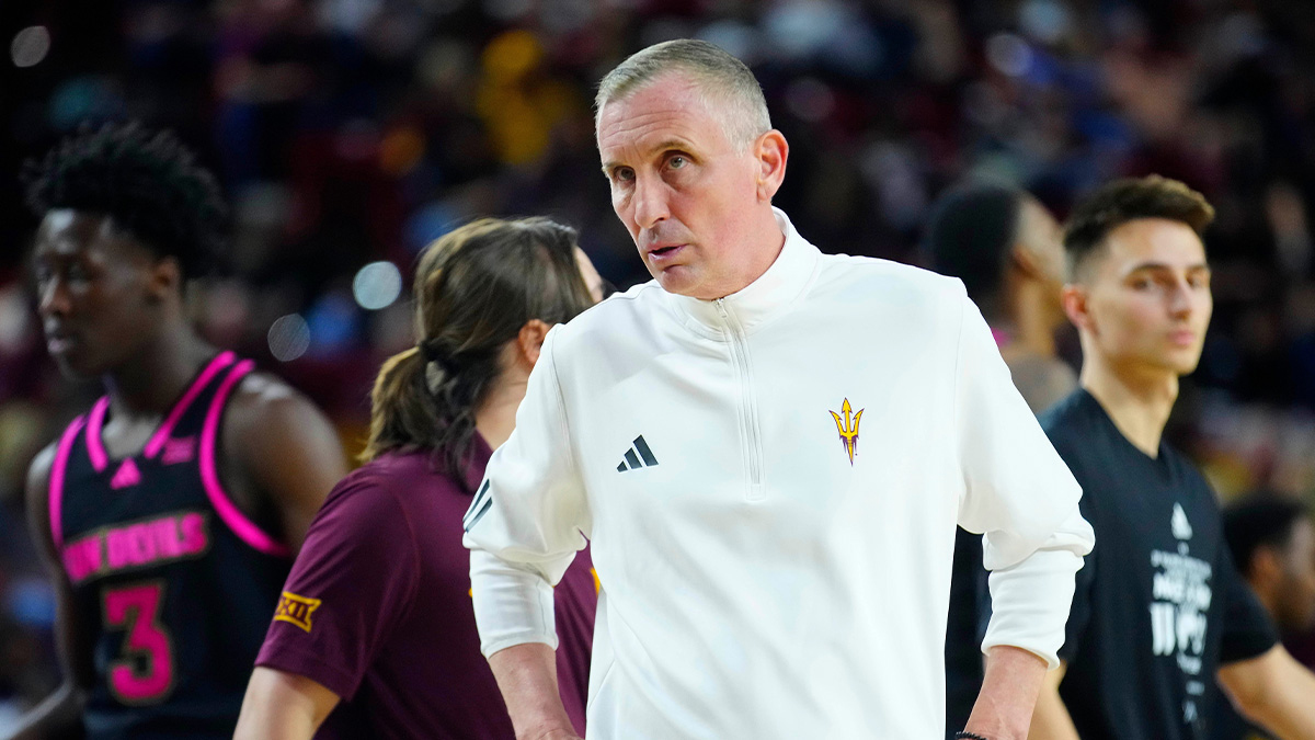 Arizona State head coach Bobby Hurley calls a timeout as TCU widens its lead during a game at Desert Financial Arena in Tempe on Feb. 15, 2025.