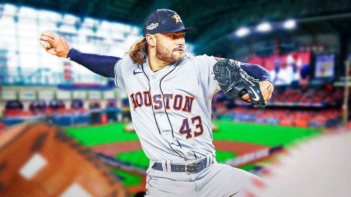 Astros Lance McCullers Jr. pitching a baseball.