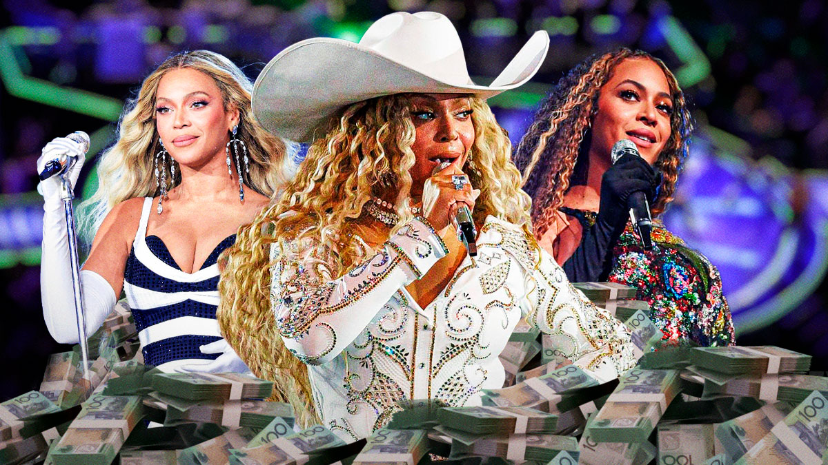 beyonce surrounded by money to represent net worth