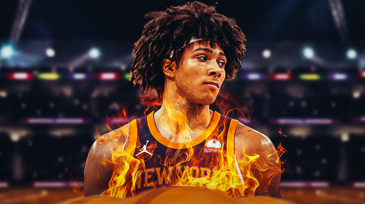 Jericho Sims midflight pulling down a rebound, perhaps accented with smoke and flames to indicate some level of aggression.