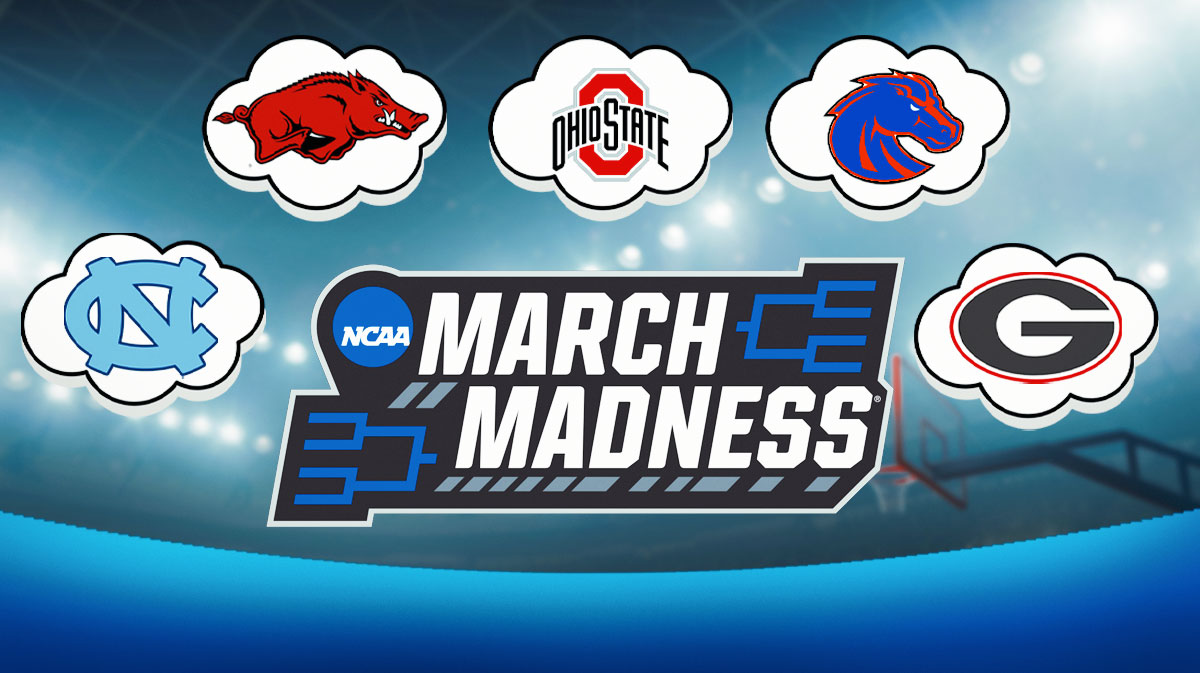 NCAA Tournament Bracketology featuring Bubble Watch for teams like North Carolina, Arkansas, Ohio State, Boise State and Georgia
