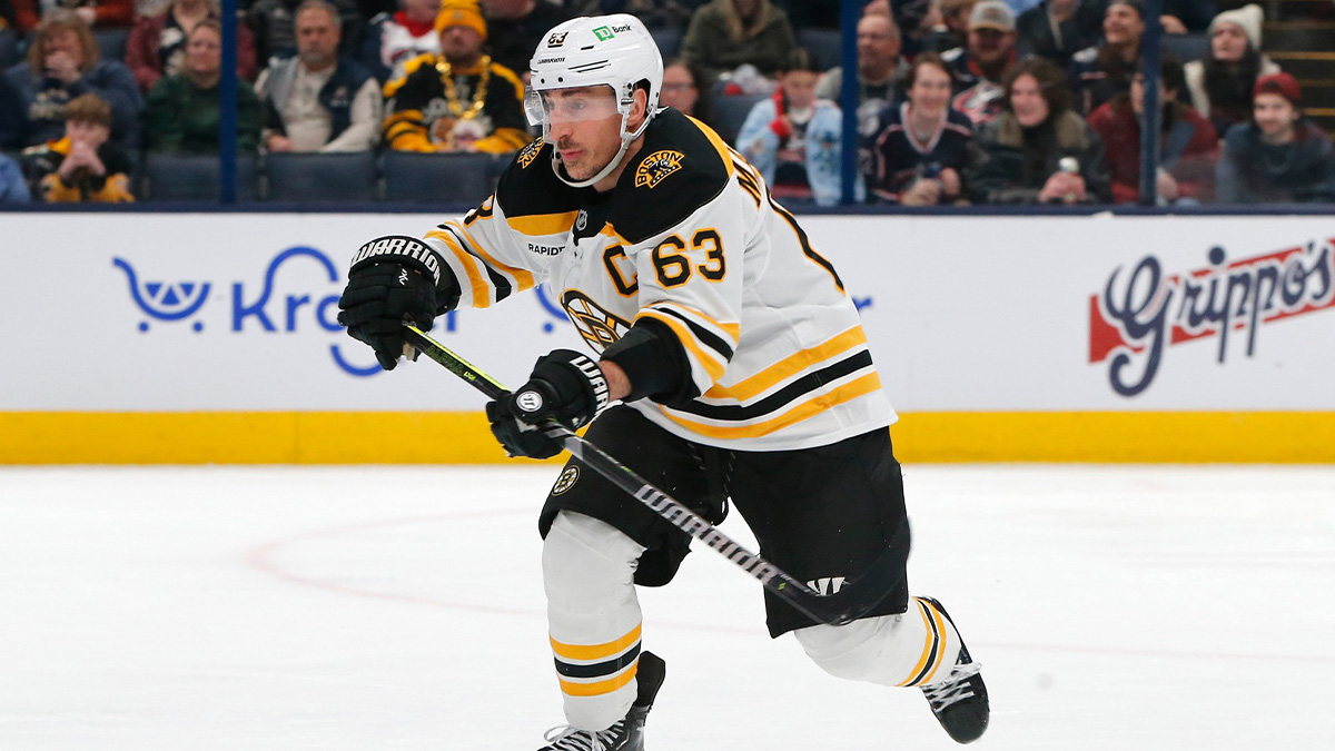 Boston Bruins left wing Brad Marchand (63) against the Columbus Blue Jackets during the third period at Nationwide Arena.