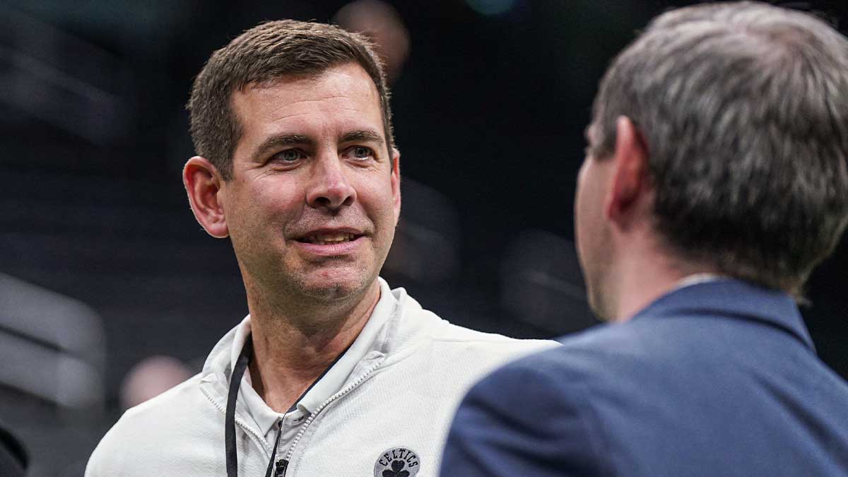 Boston Celtics General Manager Brad Stevens in court before starting the game against Dallas Mavericks in TD garden.