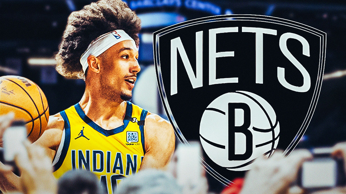 Kendall Brown with a Nets logo next to him