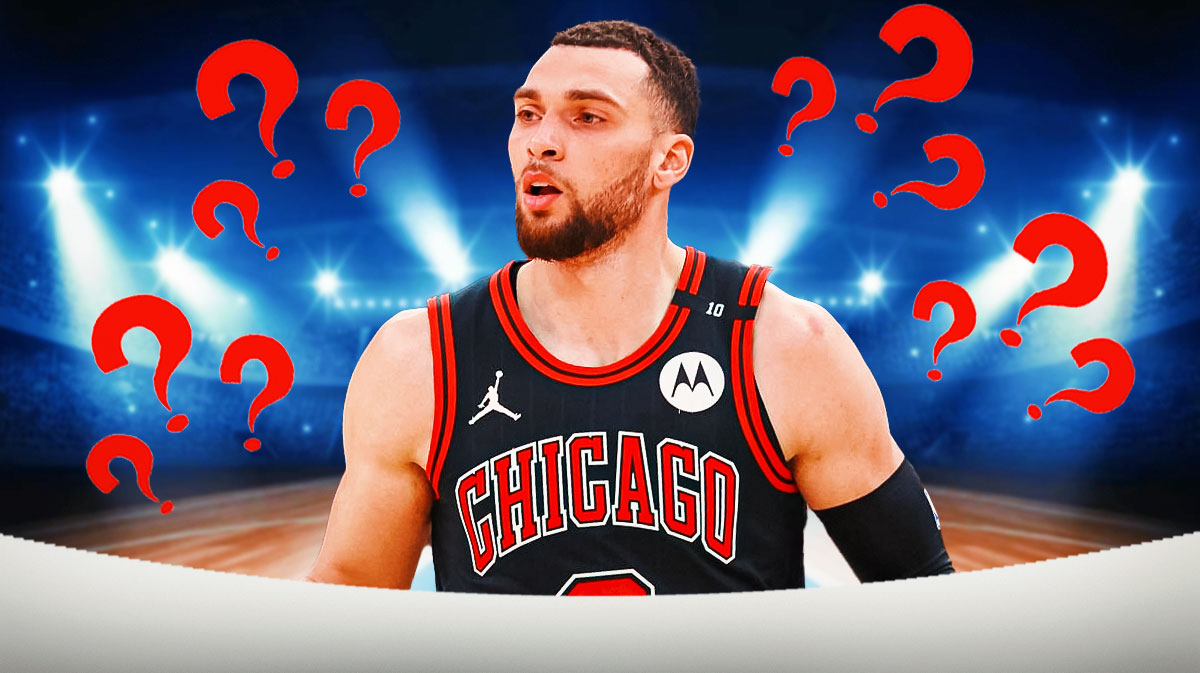 Zach LaVine with question marks around the picture.