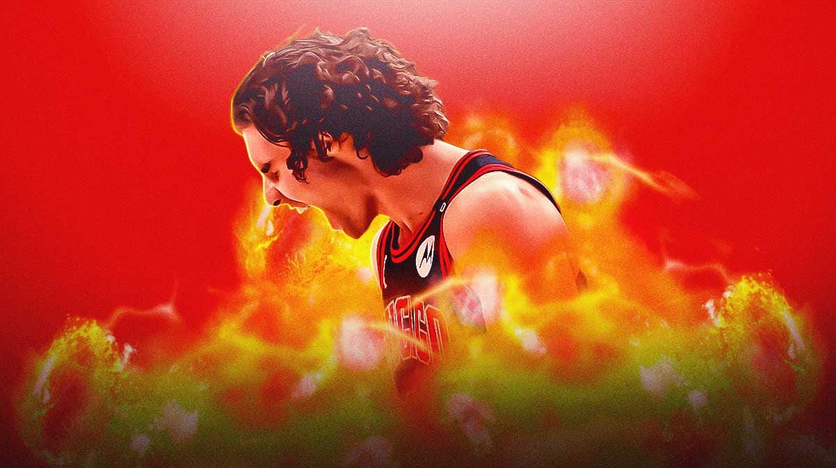 Bulls, Josh Giddey, Josh Giddey Bulls, Billy Donovan, Bulls Clippers, Josh Giddey looking hype, fire behind him, basketball background