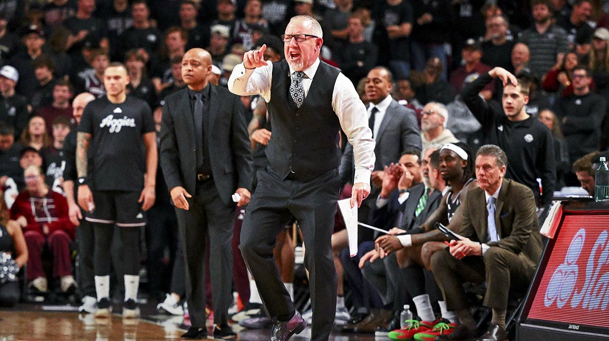 Texas A&M Aggies head coach Buzz Williams reacts during the second half against the Tennessee Volunteers at Reed Arena.