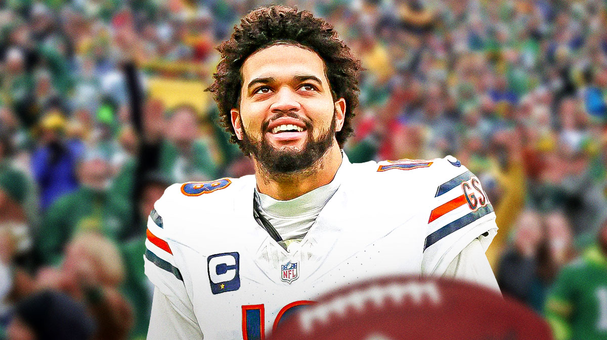 Chicago Bears quarterback Caleb Williams in front of the Green Bay Packers crowd