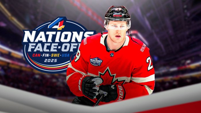 Team Canada star Nathan MacKinnon scored against Team Sweden at the 4 Nations.