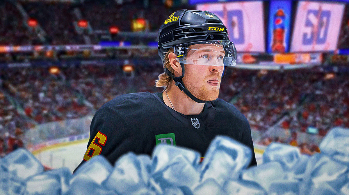 Photo: Brock Boeser looking frustrated in Canucks jersey