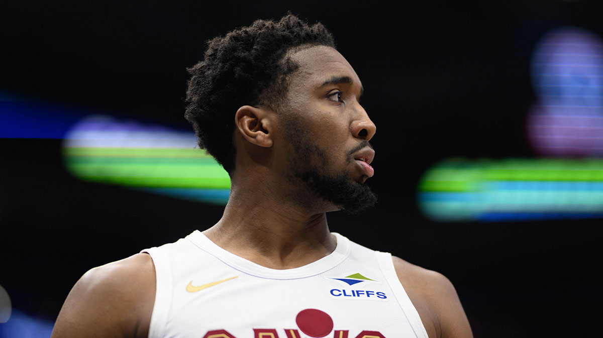 Cleveland Cavaliers Guard Donovan Mitchell (45) looks during the fourth quarter according to Washington wizards in the capital of those arena.