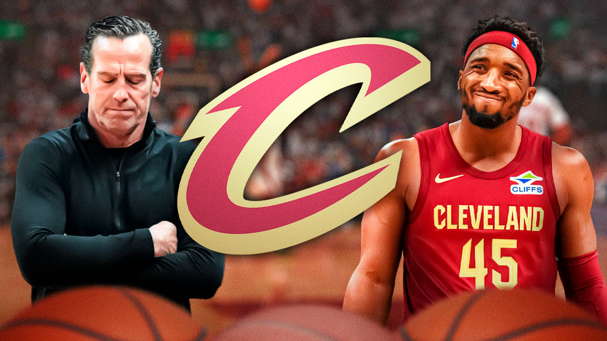 Cavs Kenny Atkinson and Donovan Mitchell looking concerned