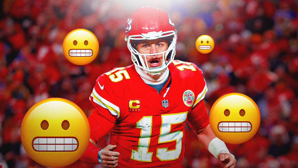 Patrick Mahomes surrounded by 😬 emojis
