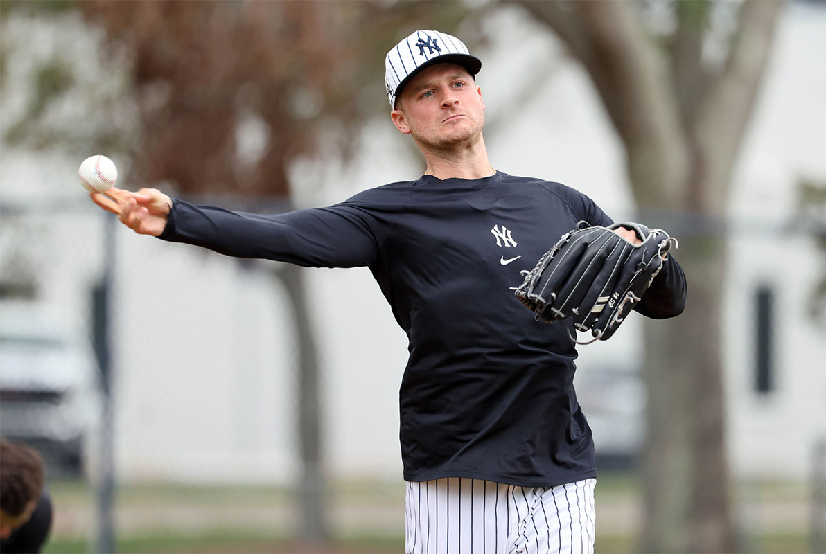 New York Yankees pitcher Clarke Schmidt (36) during work outs at George M. Steinbrenner Field.