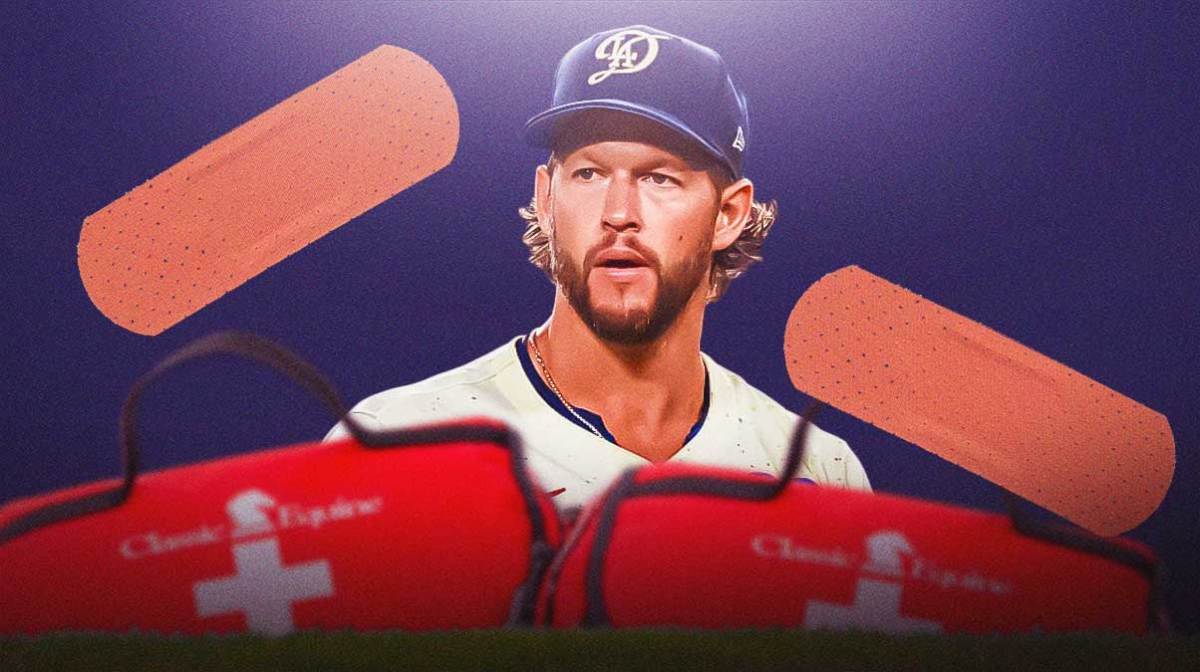 Clayton Kershaw with a bandaid and. med-kit