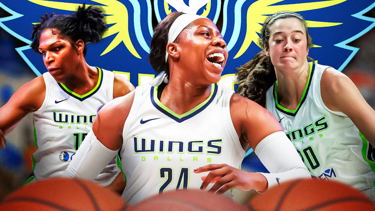 Dallas Wings players Arike Ogunbowale, Teaira McCowan and Maddy Siegrist.