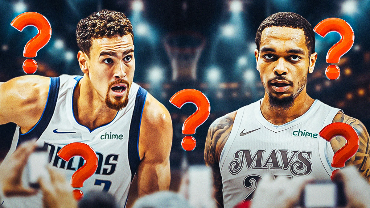 Mavericks PJ Washington, Mavericks Dwight Powell looking serious with question marks everywhere.