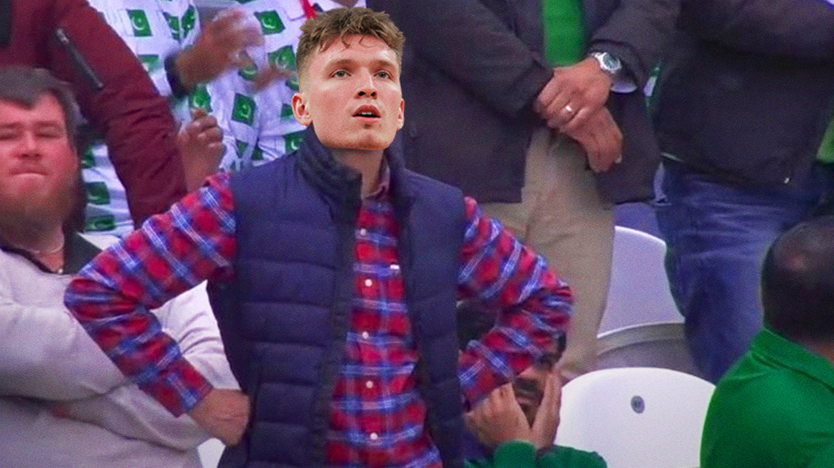 Dalton Knecht (Laker) as the annoyed cricket fan meme