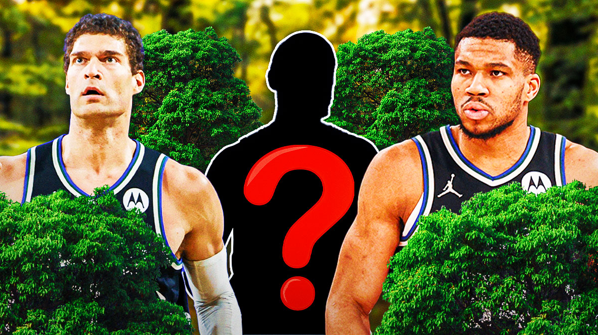 Image: a forest background with images of Giannis on left, Brook Lopez on right and silhouette of Bobby in the middle [to suggest the Bucks' forest is missing a tree]. That work??
