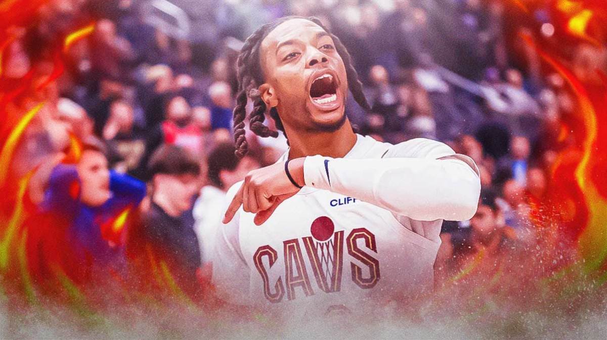 Cavs' Darius Garland with flames all around him