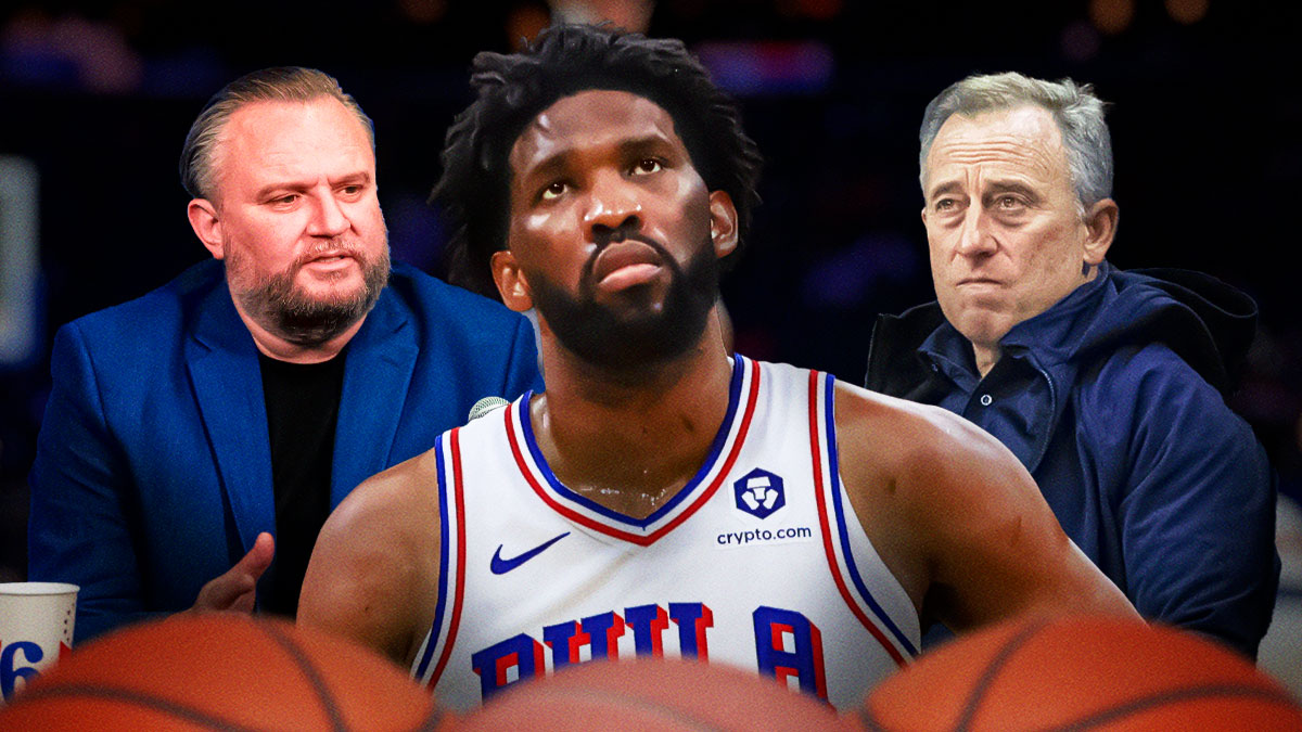 76ers' Daryl Morey, Joel Embiid and Josh Harris