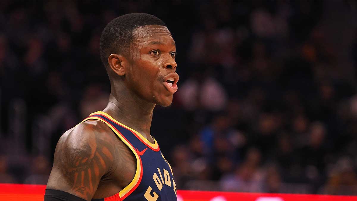 Golden state warriors preserve Dennis Schroder (71) between playback against Chicago bulls during the second quarter at the Chase Center.