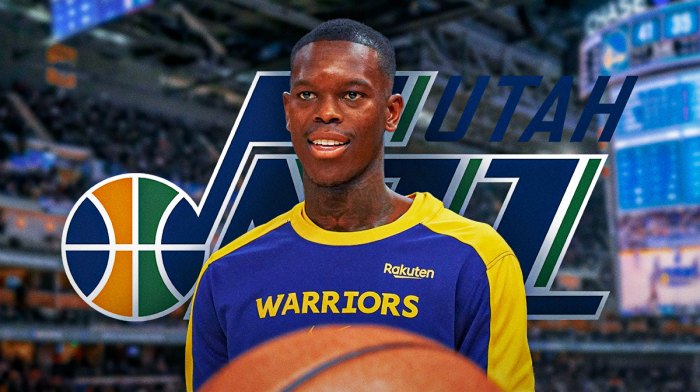 Dennis Schroder next to Jazz logo.