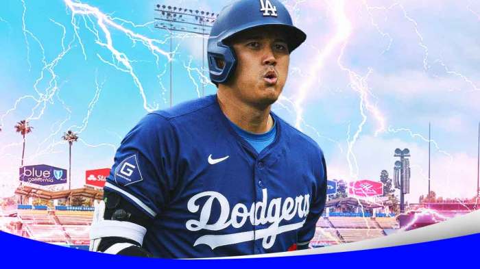 Dodgers' Shohei Ohtani with electricity around him