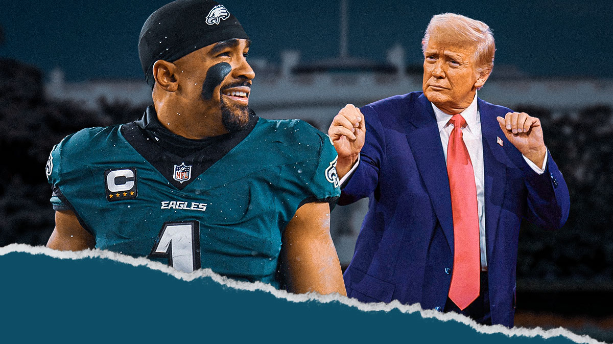 Jalen Hurts, Trump, White House in background