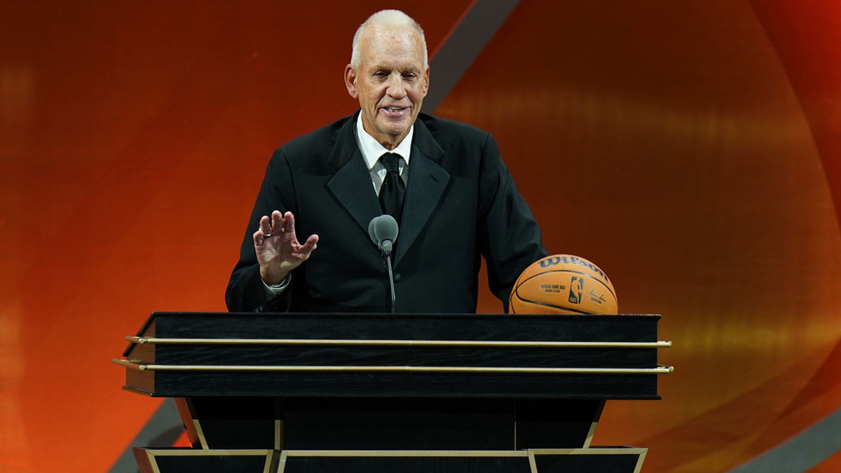 Class of 2024 inductee Doug Collins speaks during the Naismith Memorial Basketball Hall of Fame Enshrinement at Symphony Hall Springfield. 